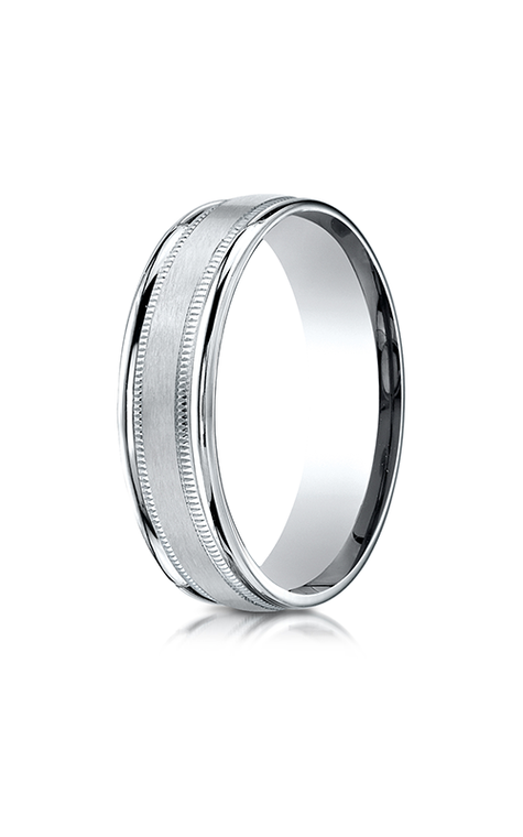 4K White Gold 6.5mm Comfort-Fit Satin-Finished with Parallel Grooves Carved Design Band