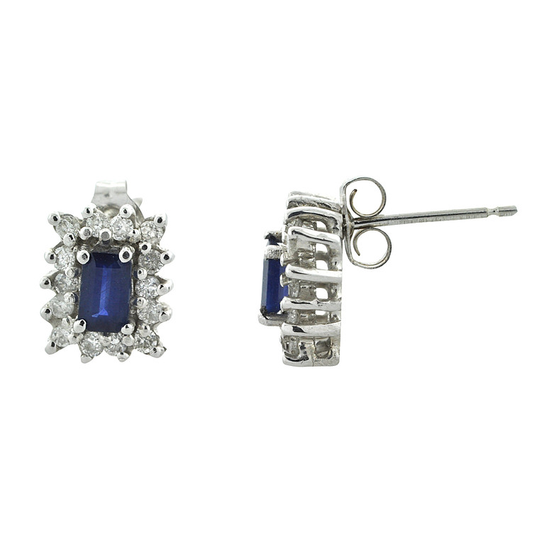 14K White Gold 0.4ct Sapphire 0.72ct Diamond Earrings 42000758 | Shin Brothers*