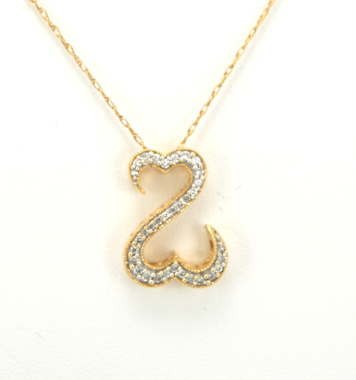 14K Yellow Gold 0.5ct Diamond Double Heart Necklace 51001560 | Shin Brothers*