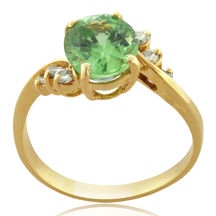 14K Yellow Gold Peridot Ring with Diamond Accents | Shin Brothers*