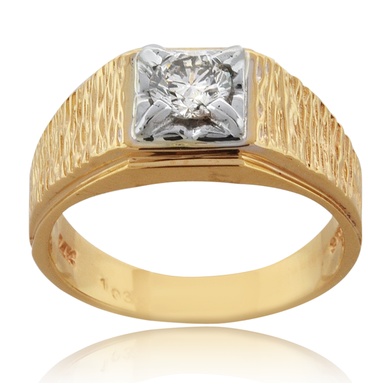 Fancy Traditional Gold and Diamond Finger Ring for Men