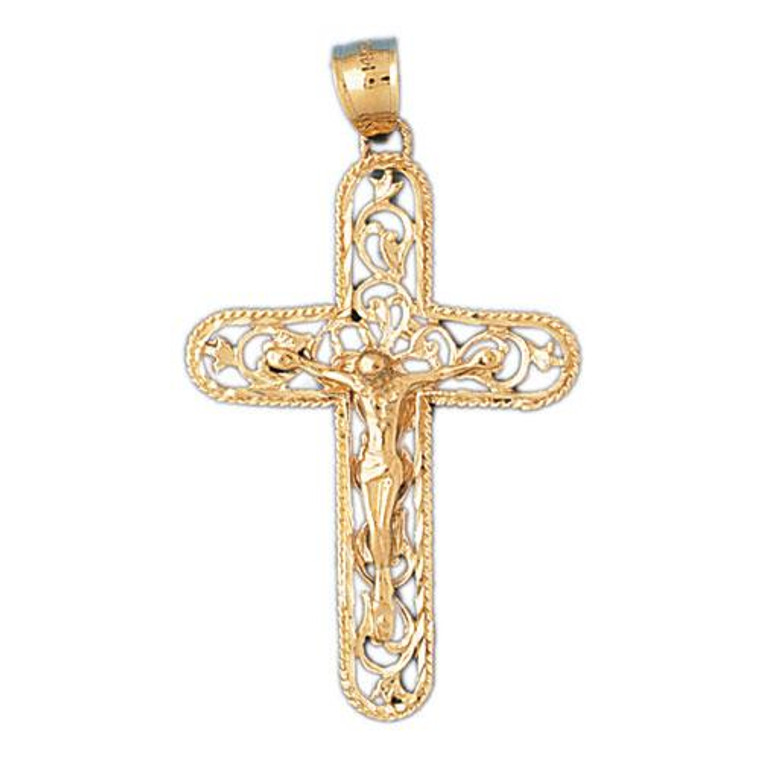  14k Yellow Gold Crucifix Charm DZ-8373 | Shin Brothers*