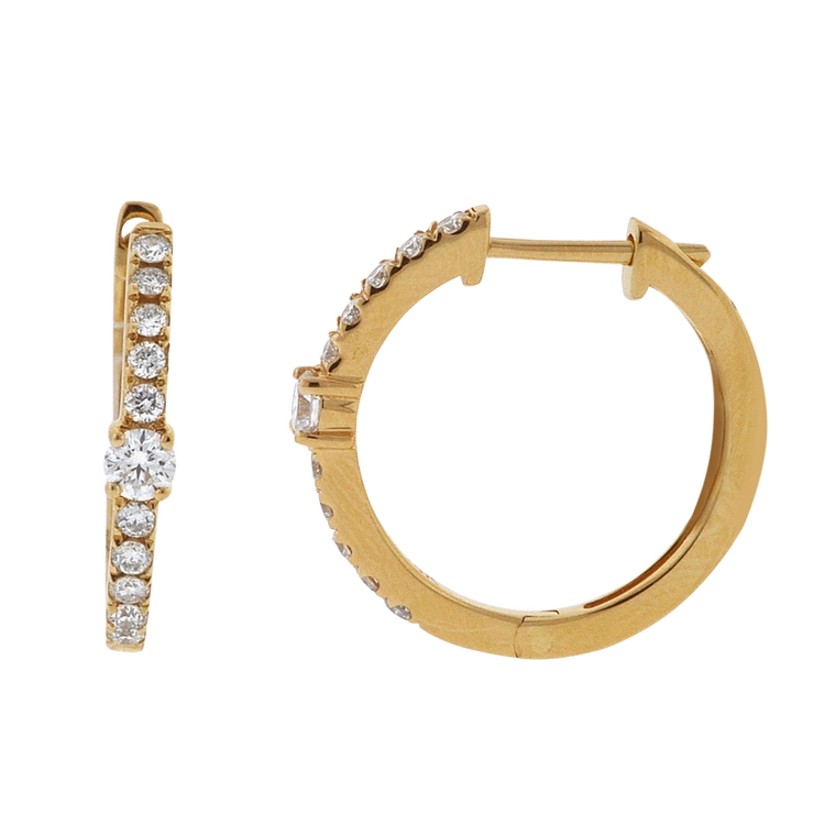 14K Yellow Gold Diamond Hoop Earrings 41002393 | Shin Brothers*