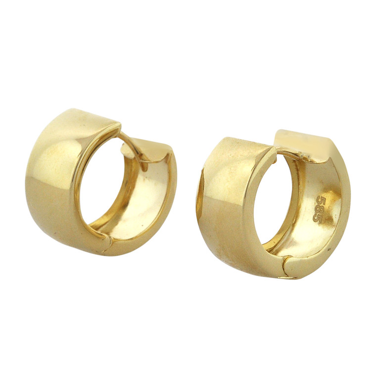 14K Yellow Gold High Polished Huggies Earrings 40002771 | Shin Brothers* 