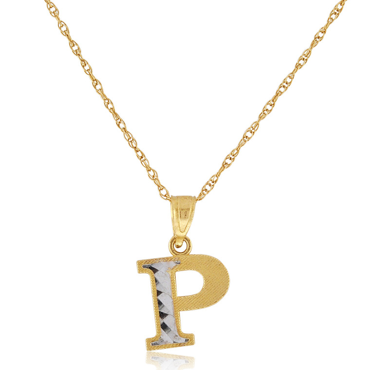 14K Two Tone Gold "P" Initial Charm 50003695 | Shin Brothers*