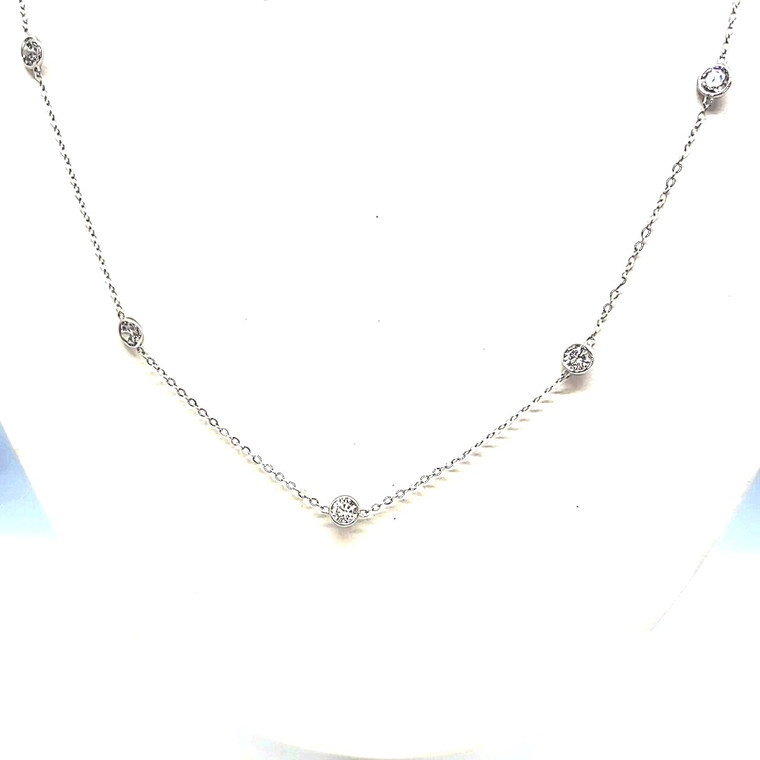 14K White Gold 24" CZ By the Yard Necklace 320006101 | Shin Brothers*