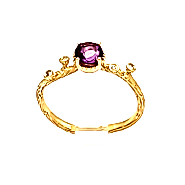 14K Yellow Gold Amethyst Diamond Ring 12002889 | Shin Brothers*