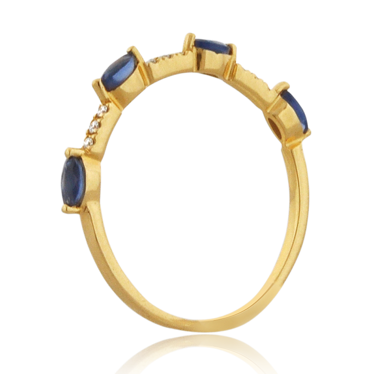 14K Yellow Gold Sapphire Diamond Ring 12002896 | Shin Brothers*