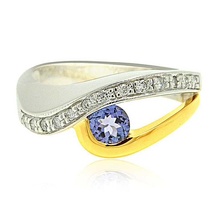 18K Two Tone Gold Tanzanite Diamond Ring 12002668 | Shin Brothers*