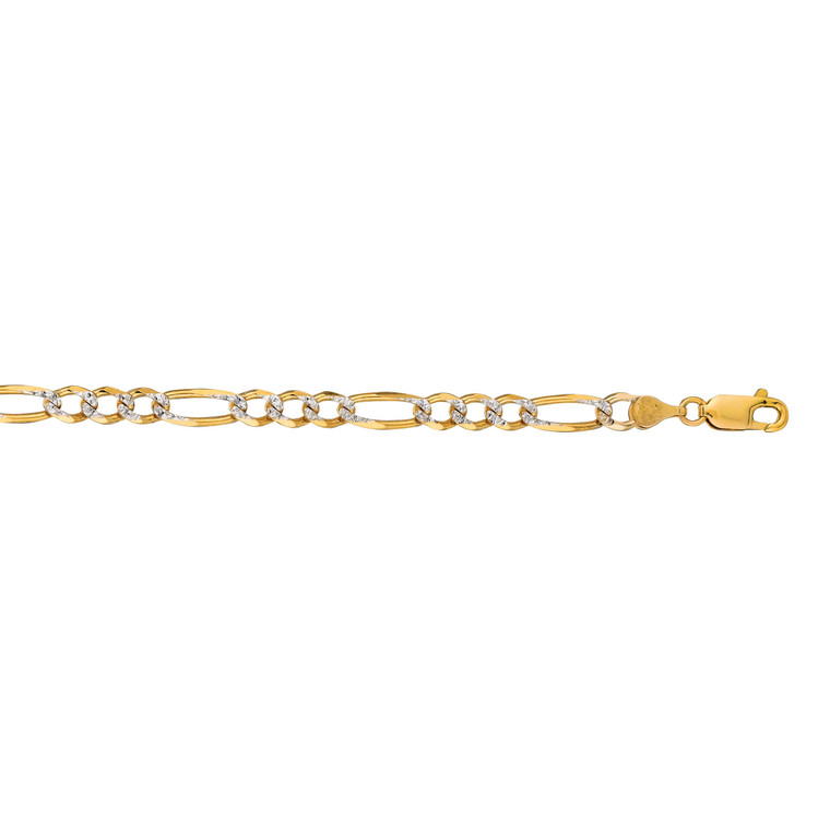 14K Two Tone Gold 22" Pavé Figaro Chain 30003833 | Shin Brothers*