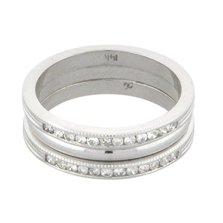 14K White Gold Double Diamond Channel Band 11002963 | Shin Brothers*