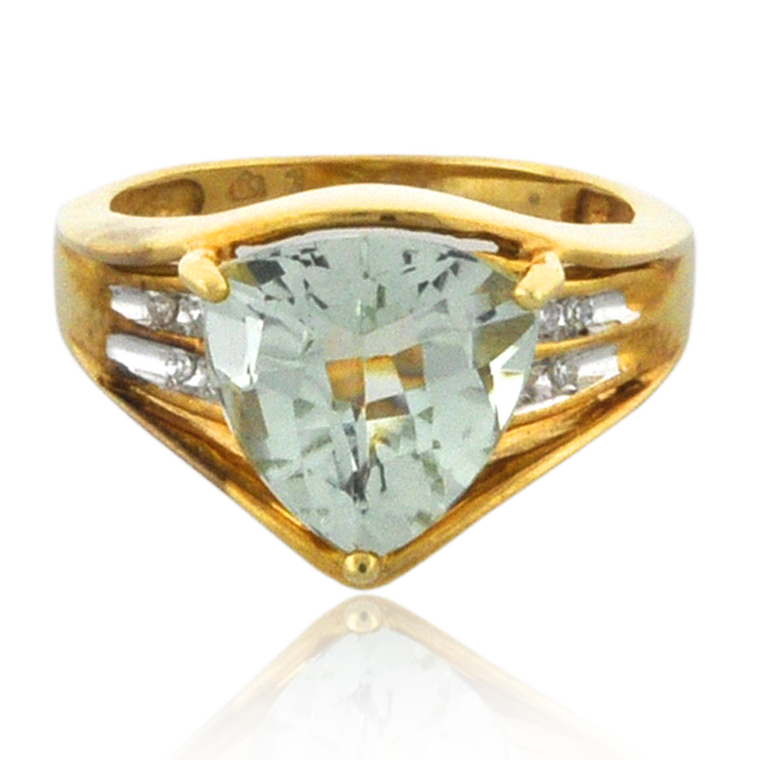 10K Yellow Gold Trillion Cut Citrine Ring with Diamonds 12000899 | Shin Brothers*