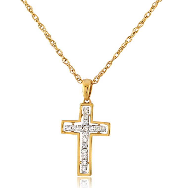 14K Yellow Gold Diamond Cross Charm 51002033 | Shin Brothers*