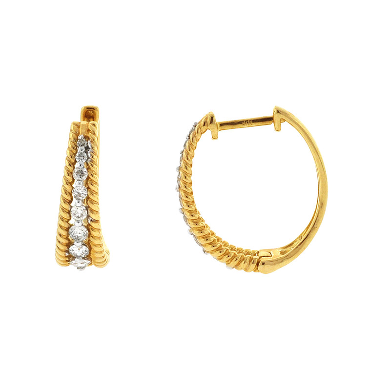 10K Yellow Gold 1/2 ctw Diamond Hoop Earrings 49000170 | Shin Brothers*