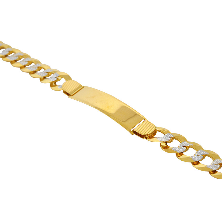 14K Two Tone Gold Cuban Engravable Bracelet 20001754 | Shin Brothers*