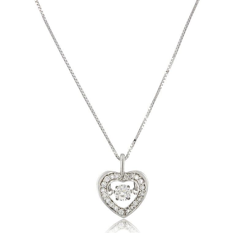 14K White Gold Floating Diamond Heart Necklace 31000510 | Shin Brothers*