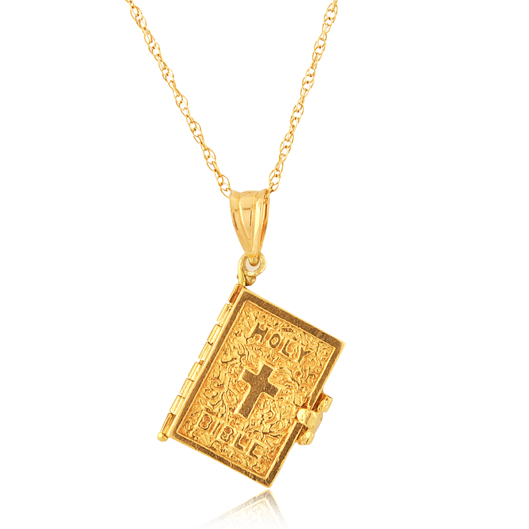 14K Yellow Gold Bible with Verses Charm 50003253 | Shin Brothers*