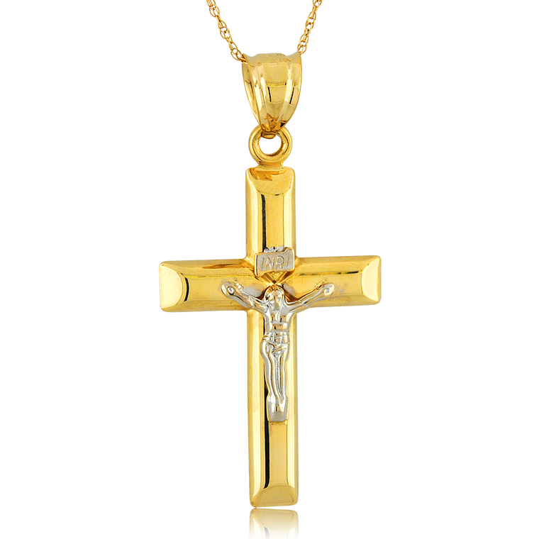 14K Yellow and White Gold Crucifix Charm 50003843 | Shin Brothers*