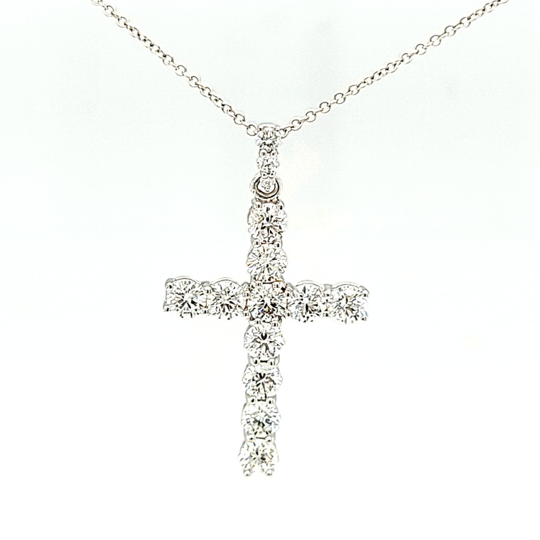 18K White Gold Diamond Cross Pendant 51002042 | Shin Brothers*