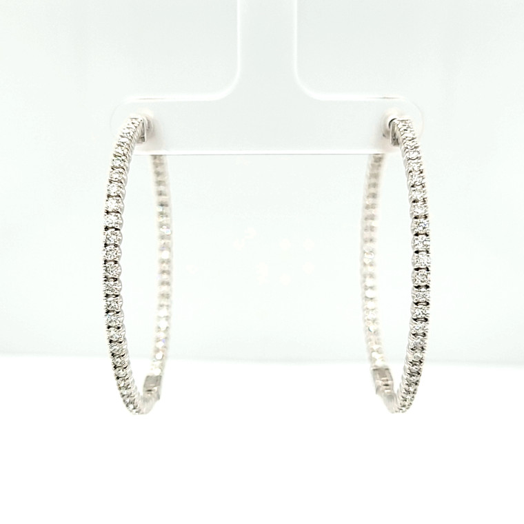 14K White Gold 2 2/3 ctw Diamond Hoop Earrings 41002516 | Shin Brothers*