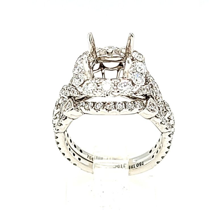 18K White Gold 1 3/4 ctw Diamond Bridal Ring Set with Square Setting 11006645 | Shin Brothers*