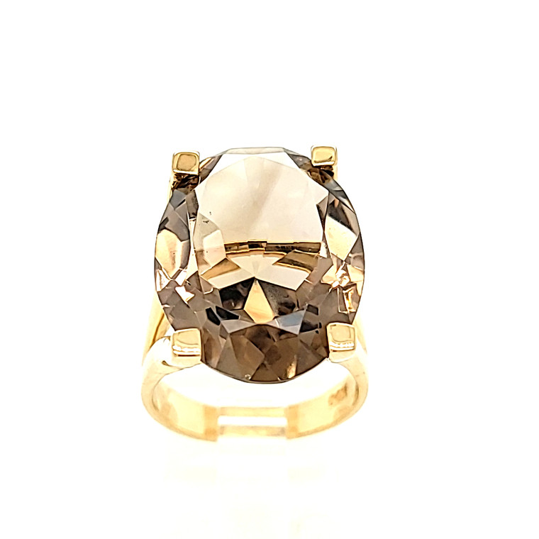 14K Yellow Gold Oval Smoky Topaz Ring 12002928 | Shin Brothers*