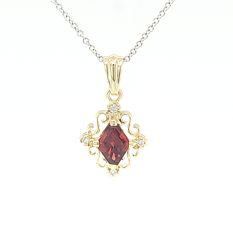 14K Yellow Gold Garnet Charm w/ Diamonds 52002179 | Shin Brothers