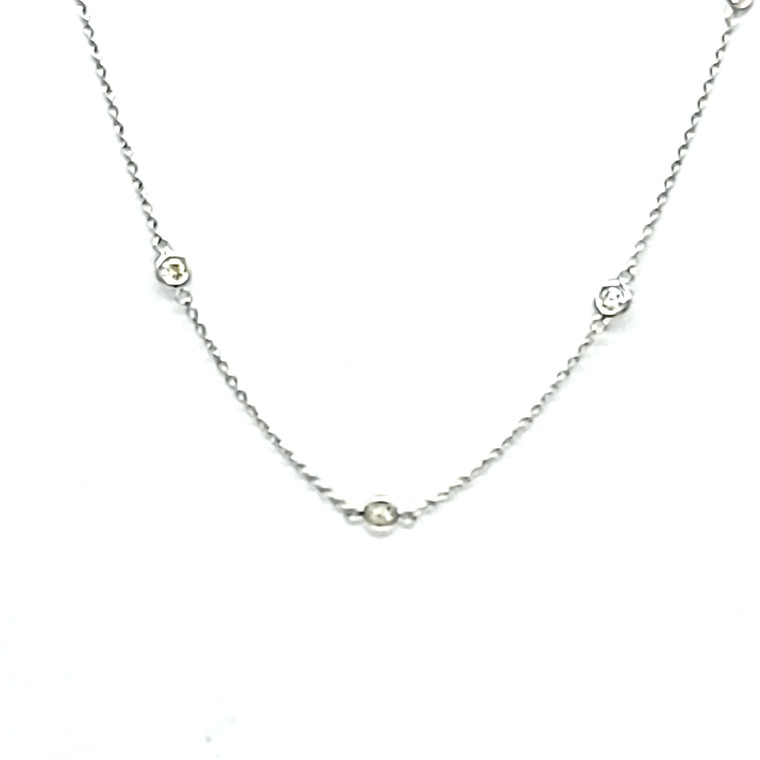 14K White Gold Bezel 1.0-carat Diamond By The Yard Necklace 31001080 | Shin Brothers*