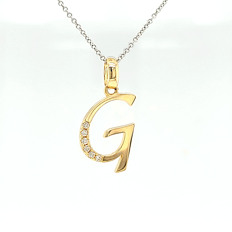 14K Yellow Gold Diamond Initial "G" Charm 51002091 | Shin Brothers*