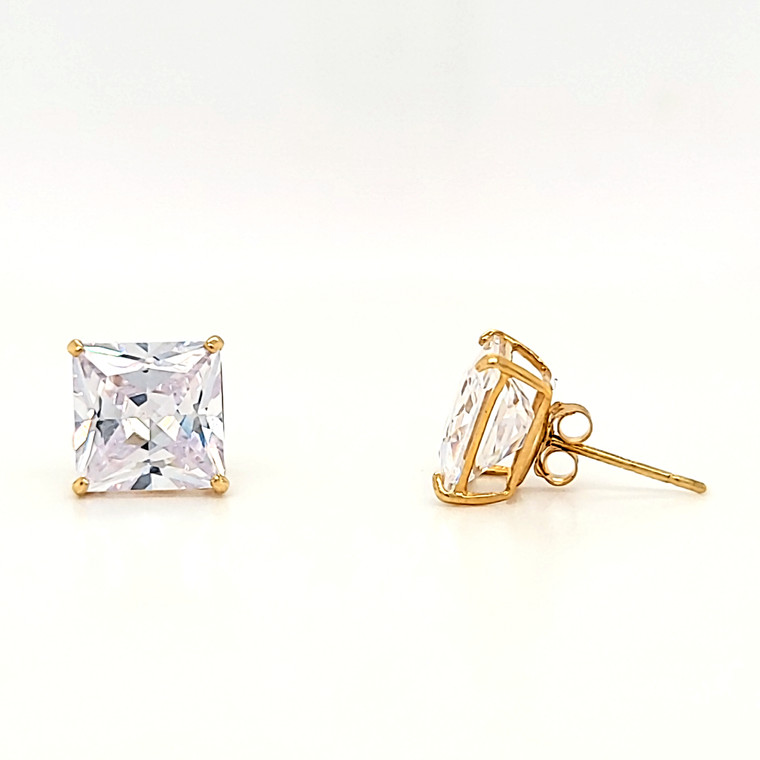 14K Yellow Gold Square CZ Stud Earrings 42003265 | Shin Brothers*