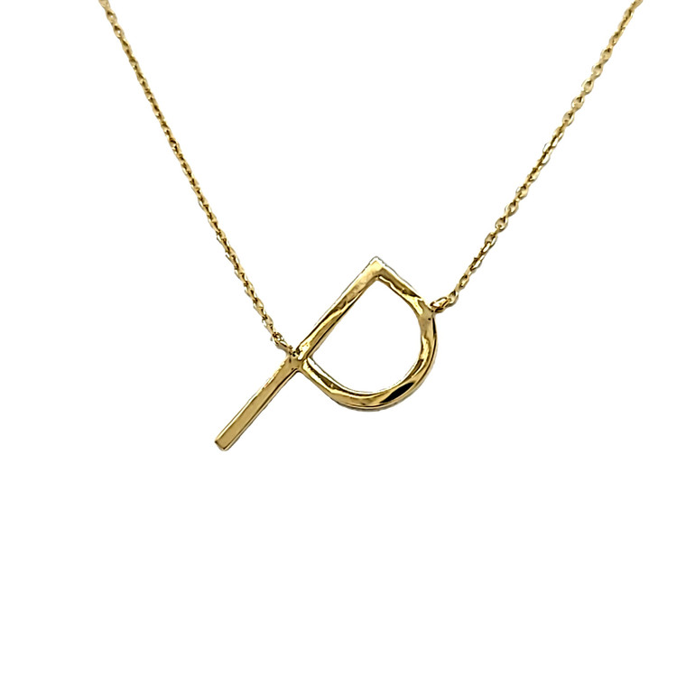 14K Yellow Gold "P" Initial Necklace 30004101 | Shin Brothers*