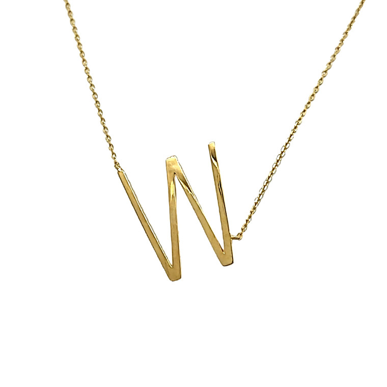 14K Yellow Gold "W" Initial Necklace 30004097 | Shin Brothers*