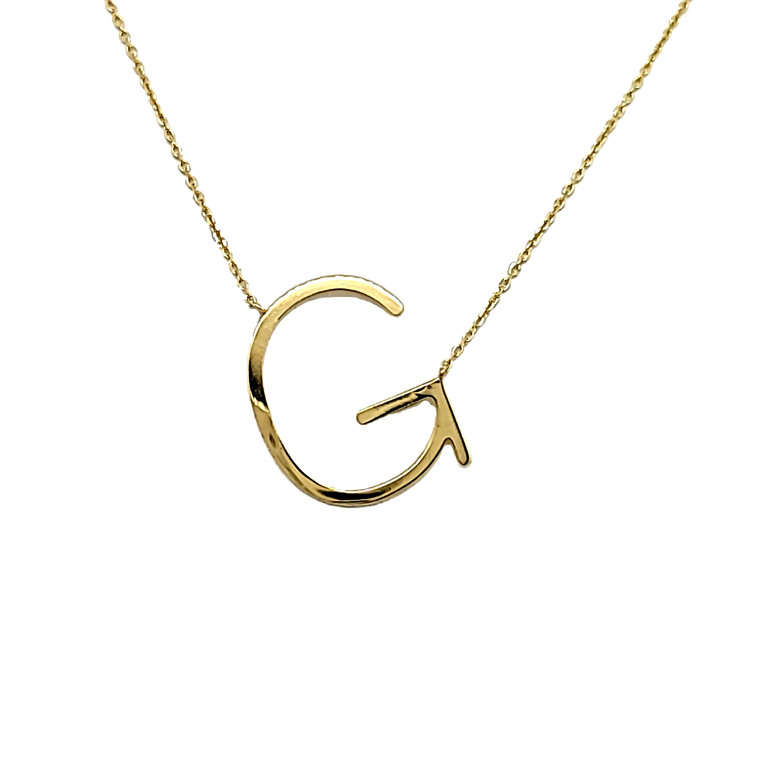 14K Yellow Gold "G" Initial Necklace 30004095 | Shin Brothers*