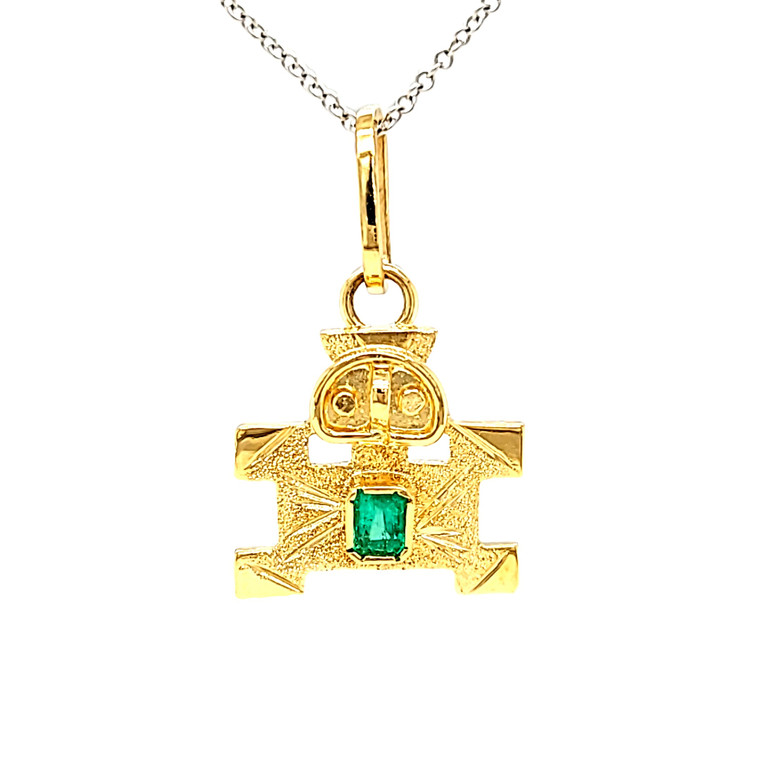 18K Yellow Gold Emerald Figure Pendant 52001968 | Shin Brothers*