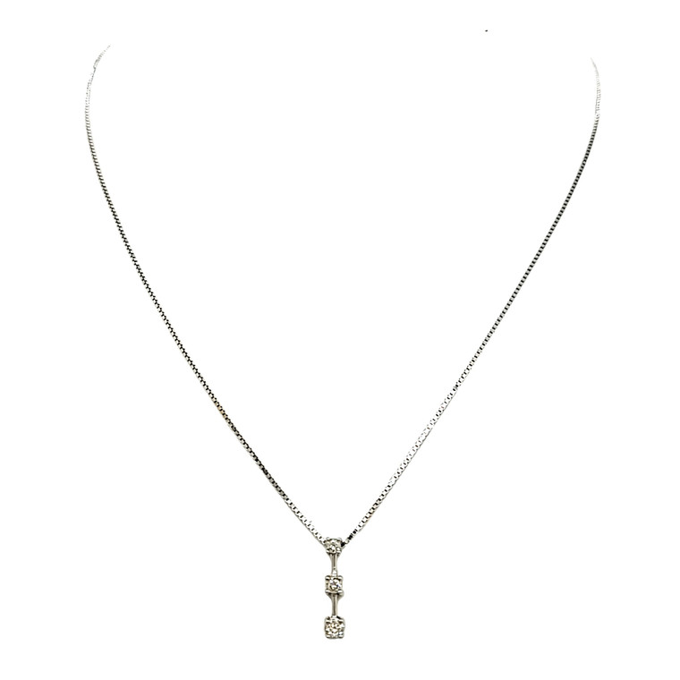 14K White Gold Three Diamond Pendant Necklace 51000612 | Shin Brothers*