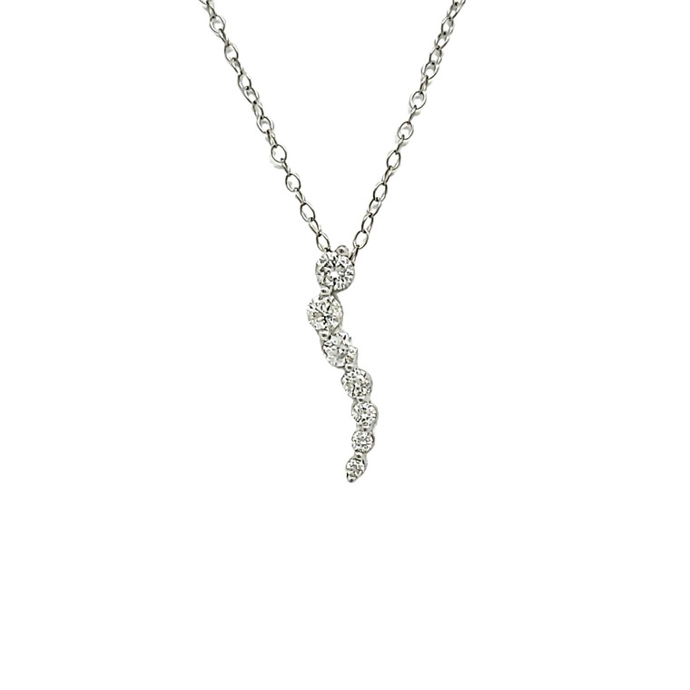 14K White Gold 1/2 ctw Diamond Journey Pendant Necklace 51001832 | Shin Brothers*