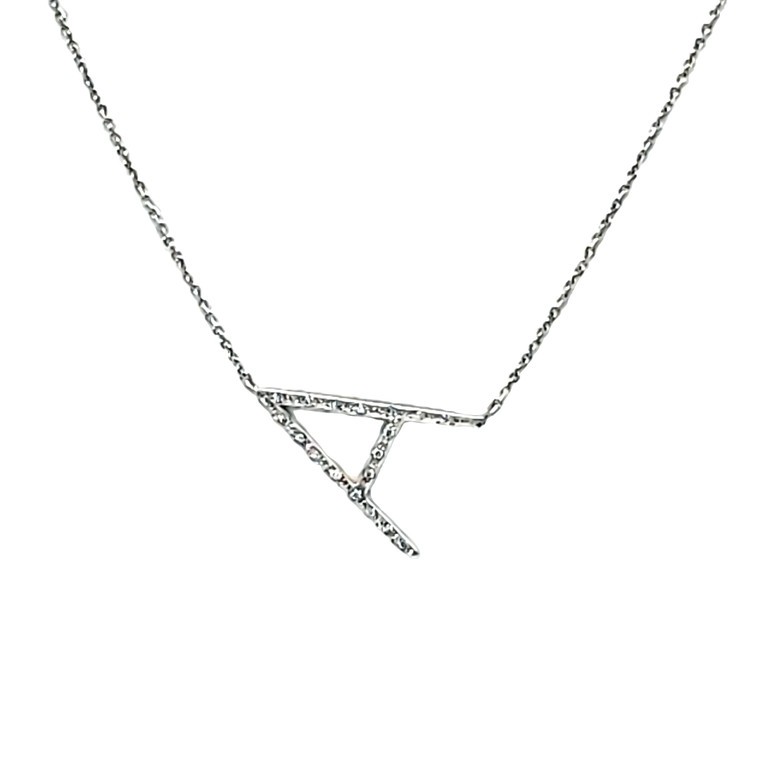 14K White Gold Diamond "A" Initial Necklace 31001094 | Shin Brothers*