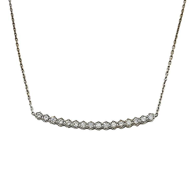 14K White Gold Diamond Bar Necklace 31001092 | Shin Brothers*