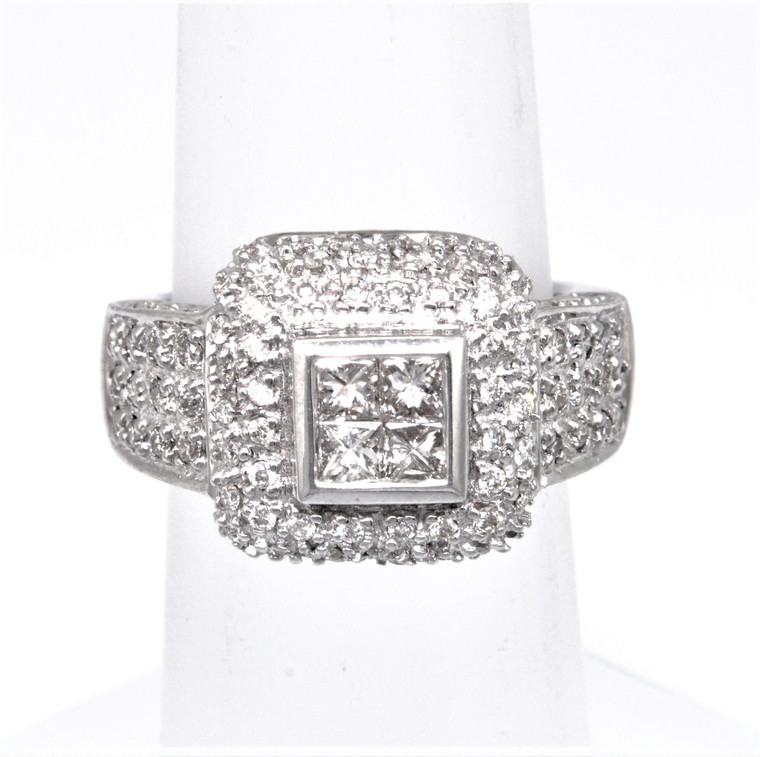 14K White Gold 1 ctw Fancy Diamond Square Face Ring 11001254 | Shin Brothers*