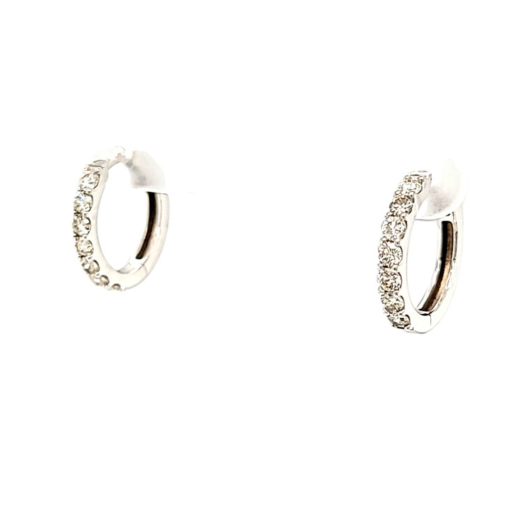 14K White Gold 0.75-carat Diamond Huggie Earrings 41002548 | Shin Brothers*