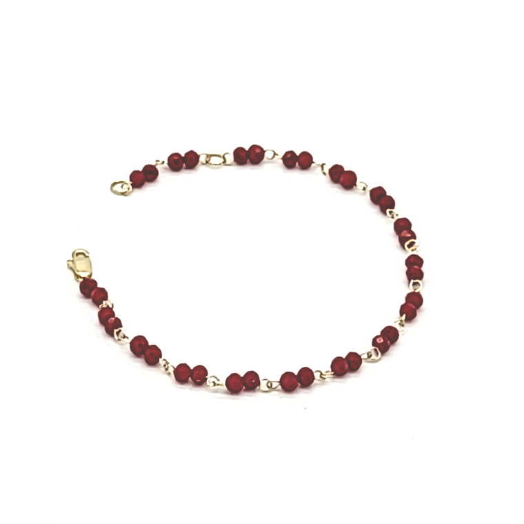 14K Yellow Gold Red Bead Bracelet 22000871|  Shin Brothers*