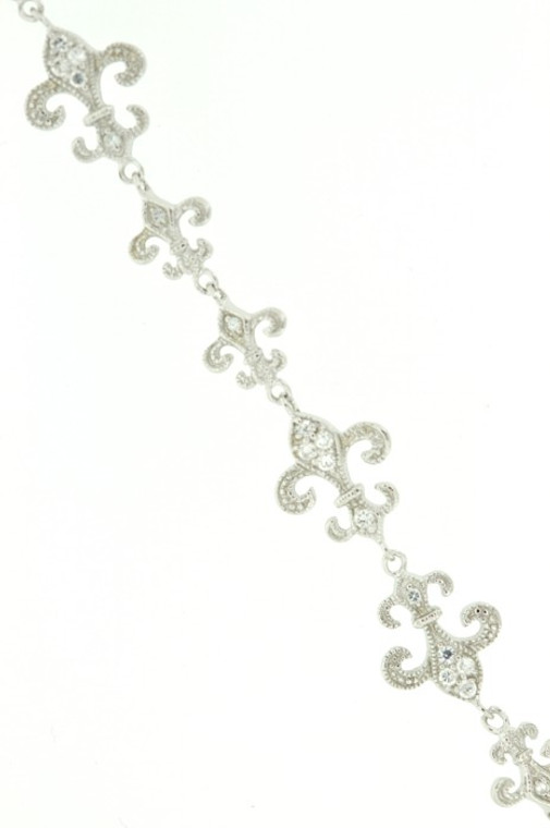 80000468 Silver CZ Fleur-de-lis Bracelet