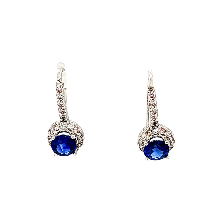 14K White Gold Sapphire/Diamond Fishhook Earrings 42003294 | Shin Brothers*