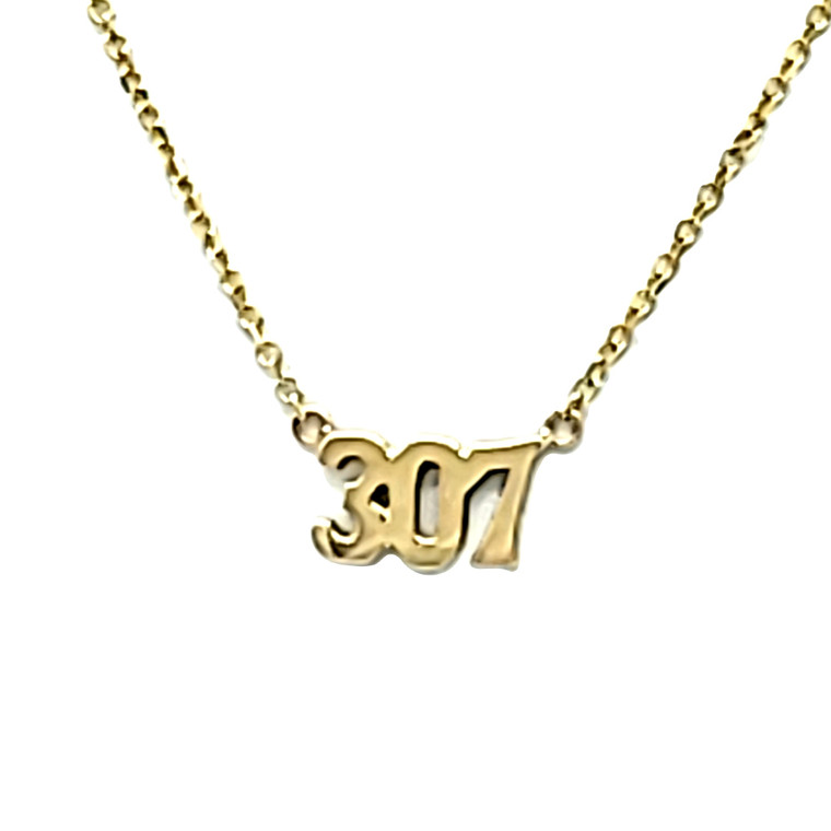14K Yellow Gold Number 307 Charm Necklace 30004170 | Shin Brothers*
