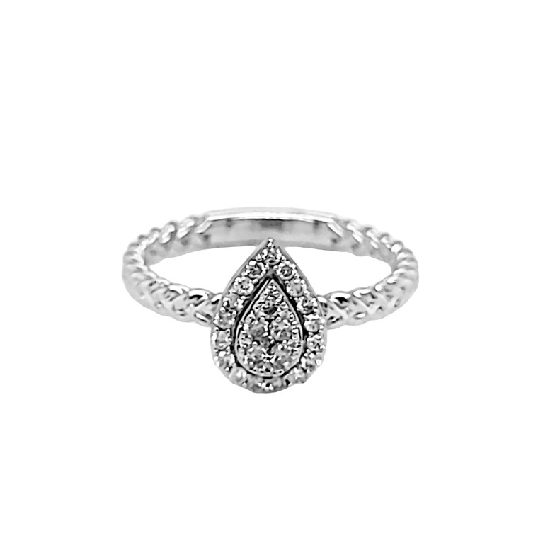 14K White Gold Diamond Teardrop Ring 11006793 | Shin Brothers*