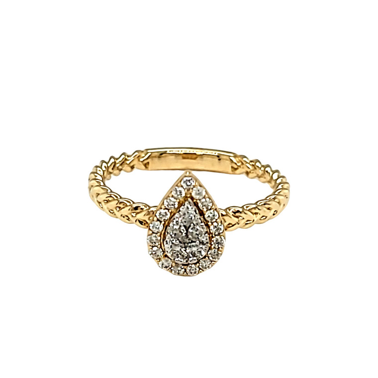 14K Yellow Gold Diamond Teardrop Ring 11006791 | Shin Brothers*