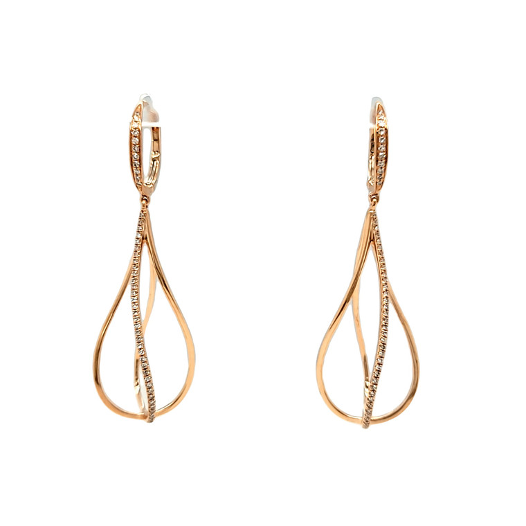 14K Rose Gold Diamond Hanging Earrings 41002583 | Shin Brothers*