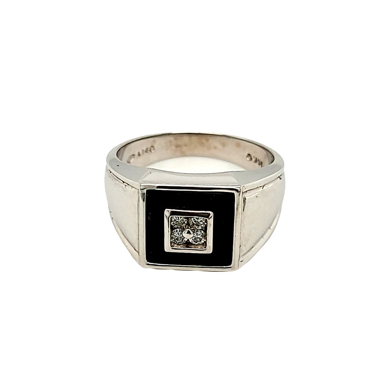 14K White Gold Black Onyx / Diamond Ring 12002977 | Shin Brothers*