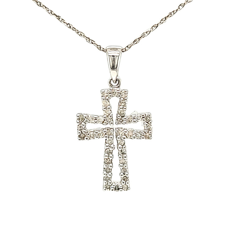 14K White Gold Diamond Cross Outline Charm 51000481 | Shin Brothers*