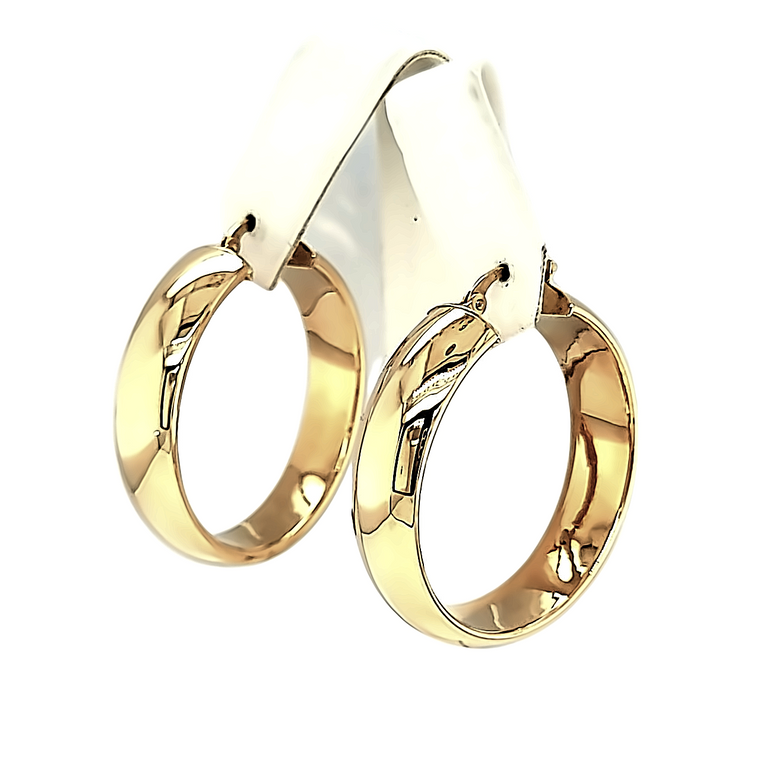 14K Yellow Gold High Polished Hoop Earrings 40003043 | Shin Brothers*